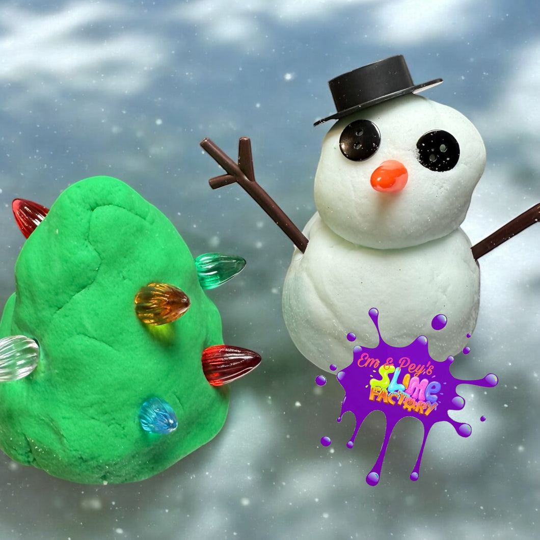 4oz fresh pine pey’s dough 4oz candy cane cloud build tree and snowman set